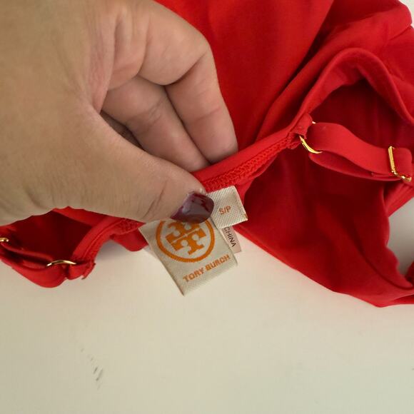 Tory Burch Poppy Red Palma Cut Out One Piece Swim Suit - S - Picture 7 of 8
